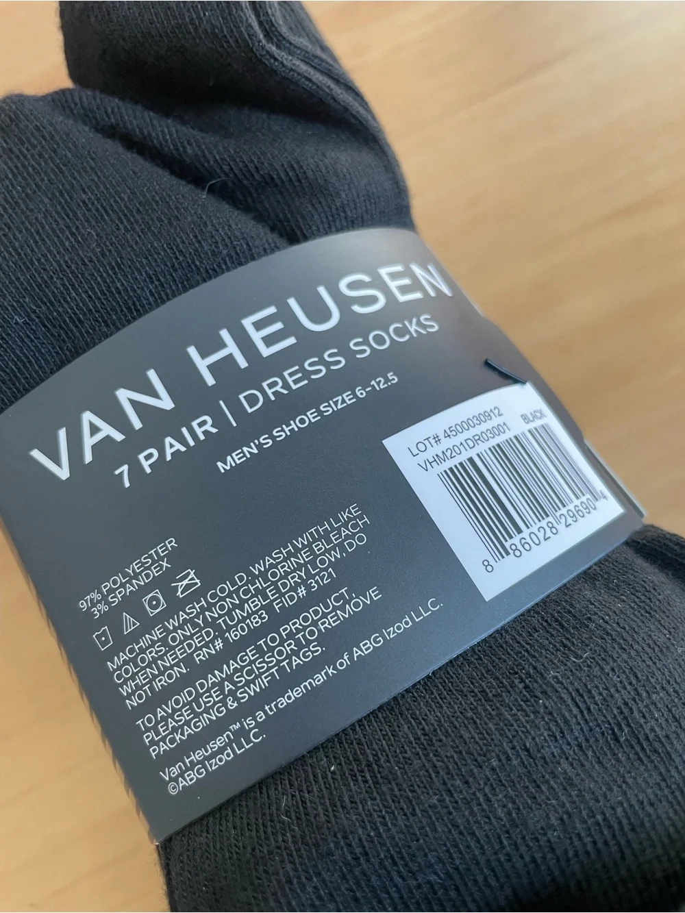 NWT Van Heusen Men's Premium Dress Socks - 7 Pair Pack (Black)